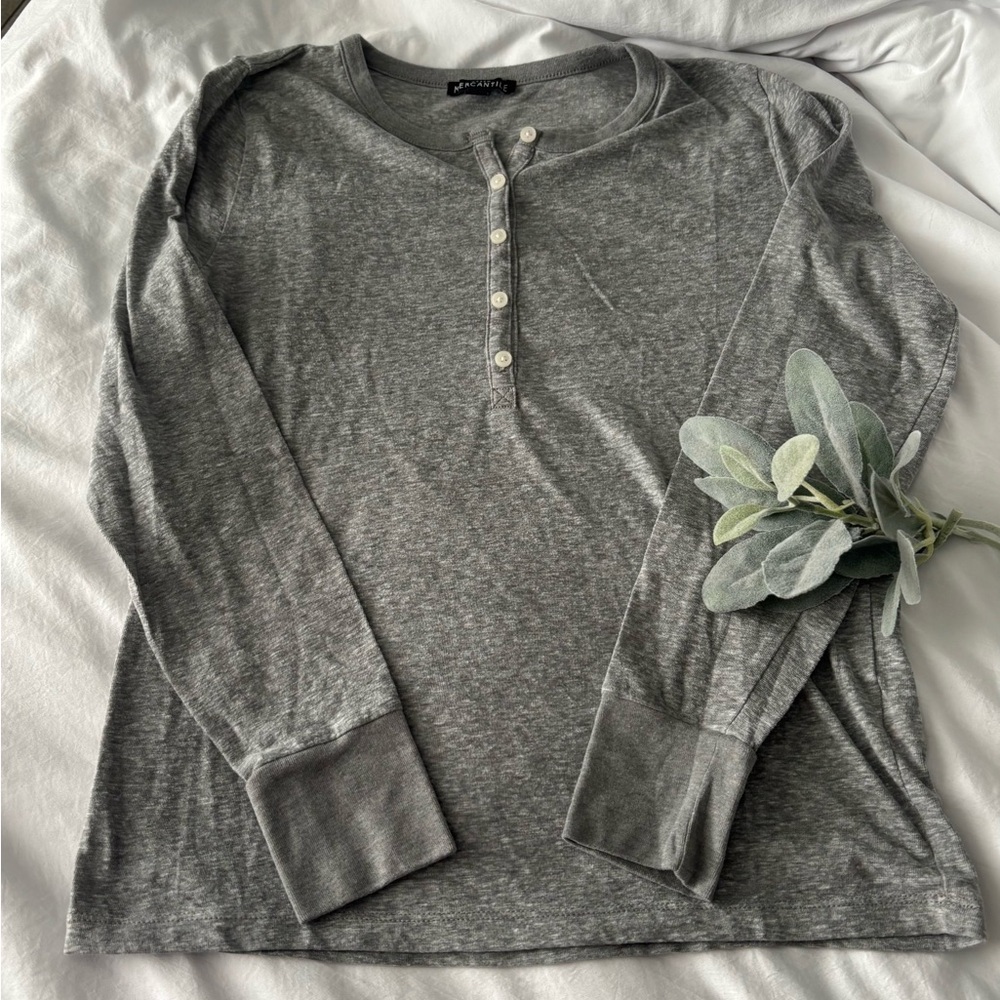 J. Crew Heather Gray Henley Top